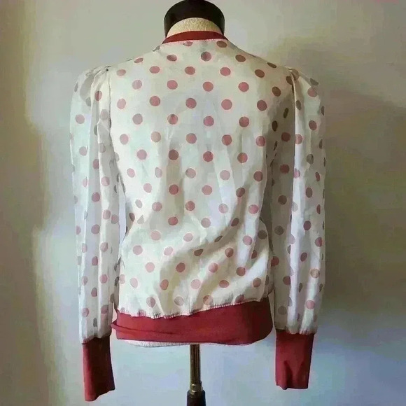 TALIS large polka dot blouse with ribbed cuffs and ruffles. NEW WITH TAGS. small - Picture 5 of 9